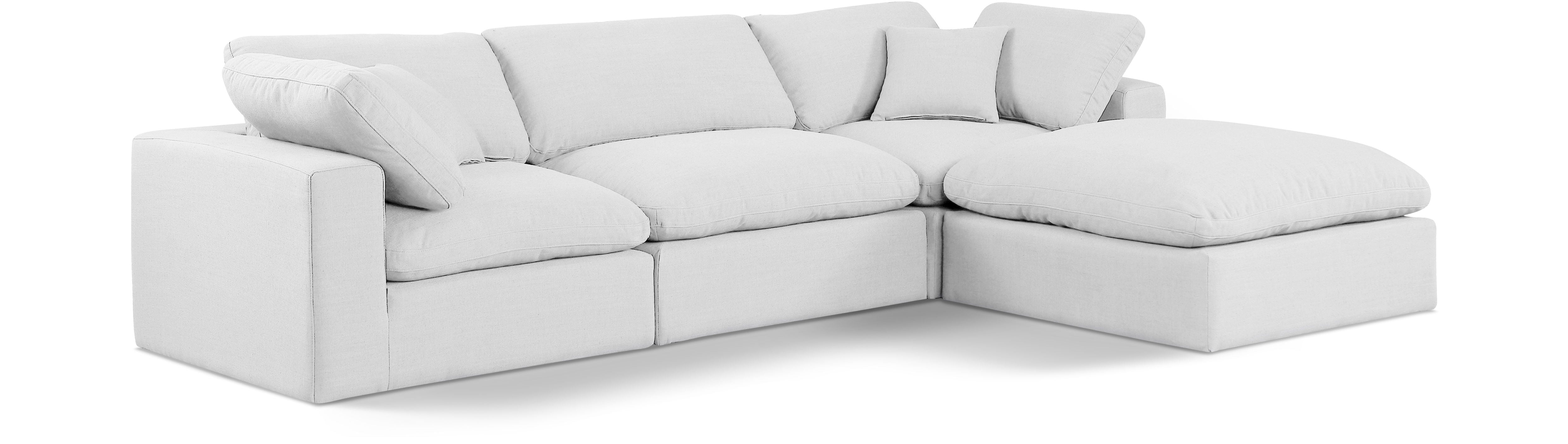 4 - Piece Modular Sectional with Chaise in Comfy Linen Fabric