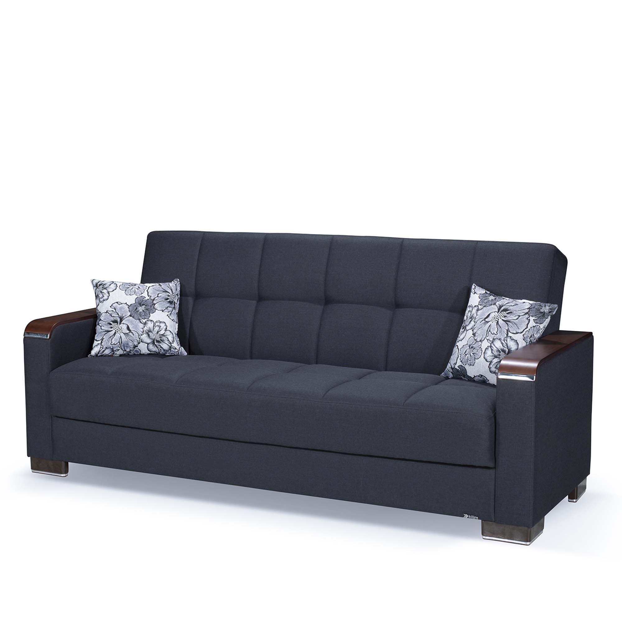Ottomanson Armada X: Polyester Upholstered Convertible Sofabed with Wood Trim and Storage