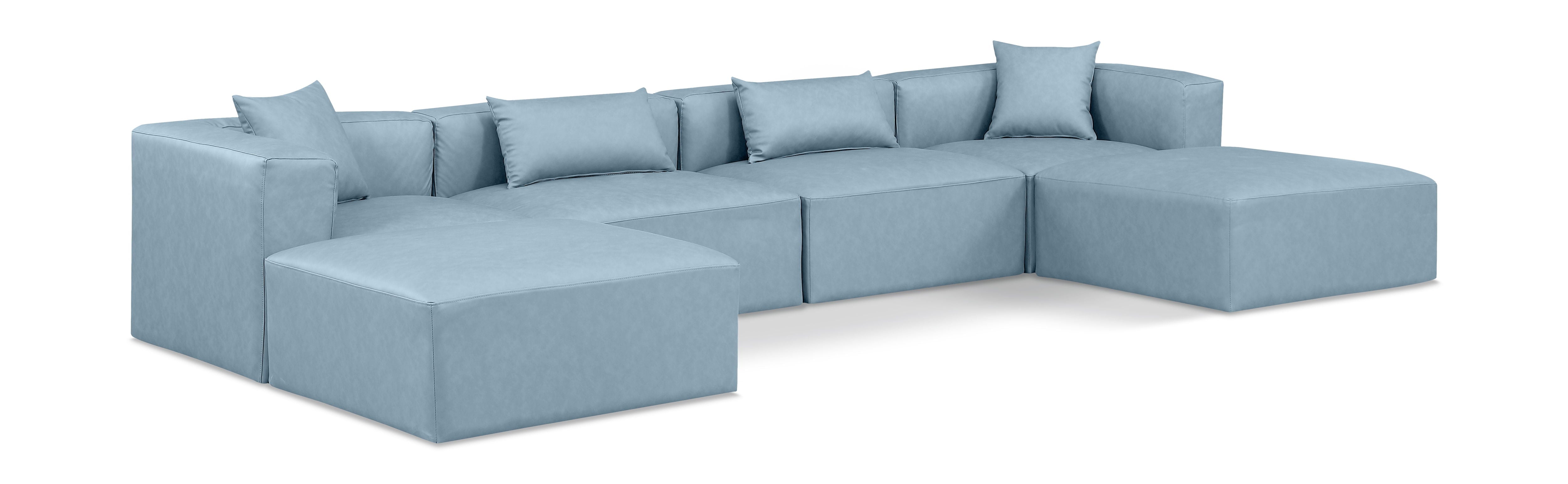 6 Piece Modular Double Chaise Cube Sectional