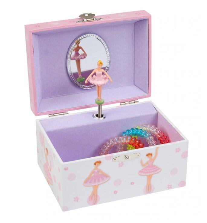 Jewelkeeper Girl's Musical Jewelry Storage Box with Spinning Ballerina, Rainbow and Gold Foil Design, Swan Lake Tune