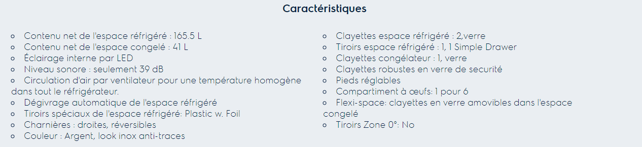 Caractéristique RDB424E1AX