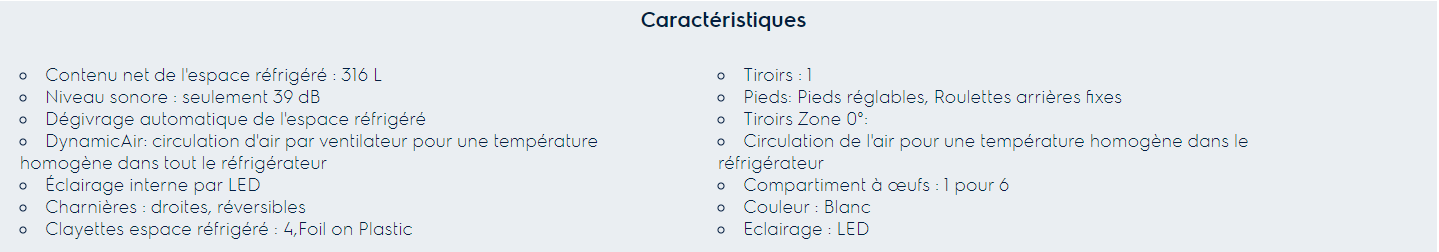 Caractéristiques Réfrigérateur AEG RKB432F1DW