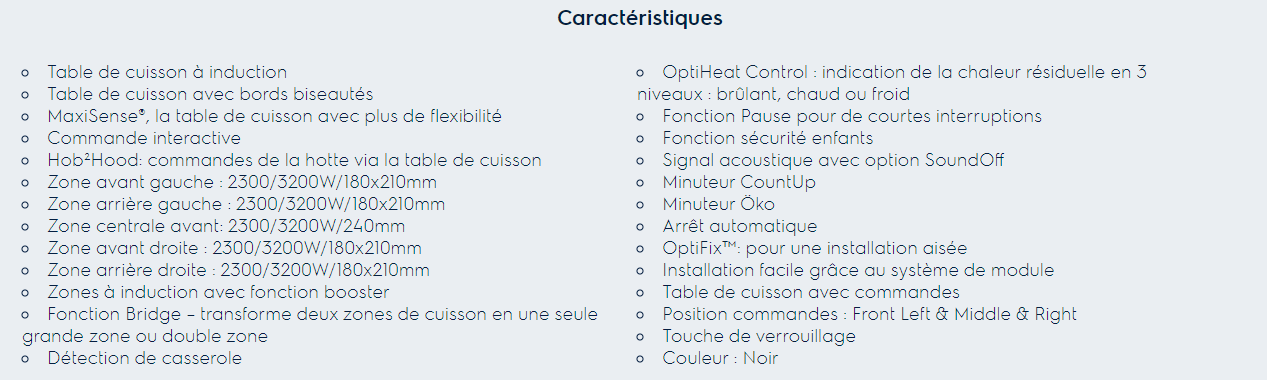 Caractéristiques Taque AEG IKE85651FB