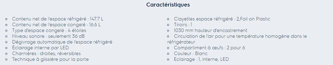 Spécifications AEG SFB510F1AS