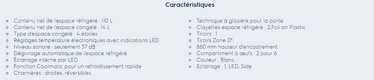 Spécifications Frigo AEG SFK688F1AS