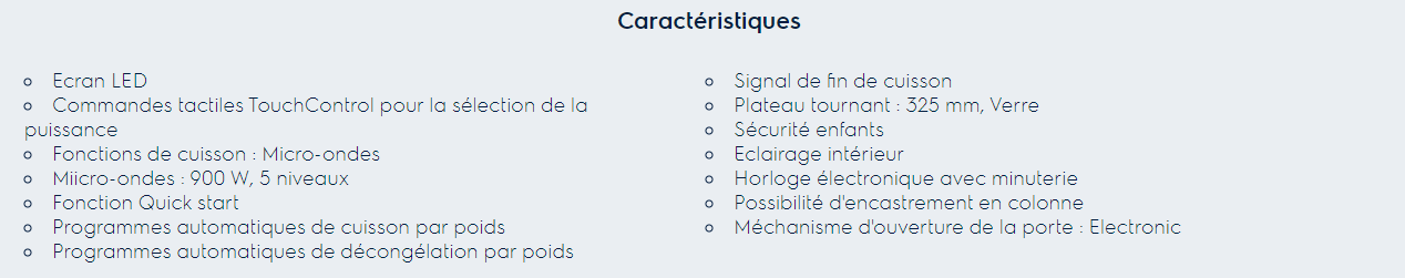 fiche technique micro-onde Zanussi ZMBN4SK