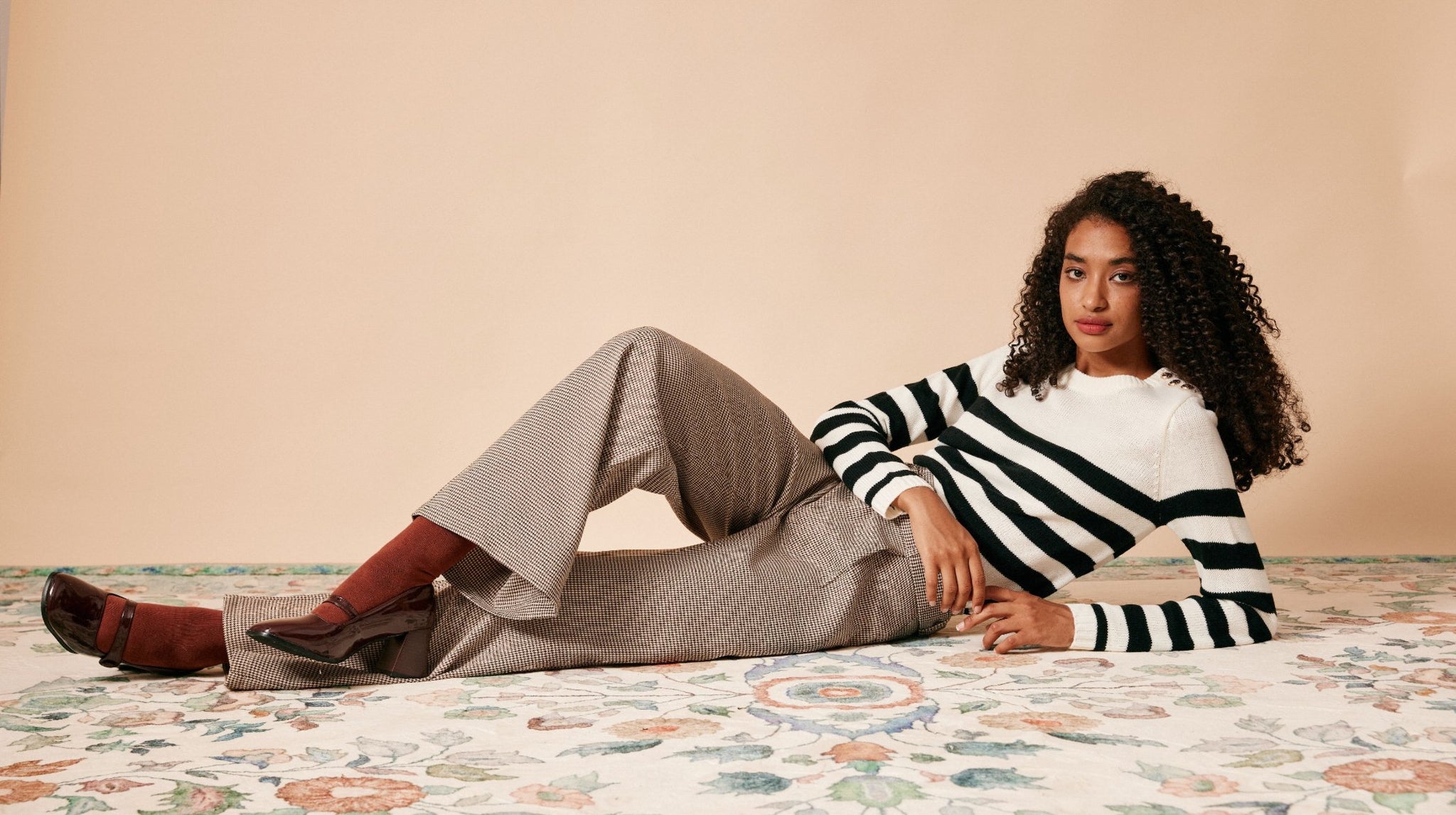 The Houndstooth Belted Straight Pants | RIHOAS