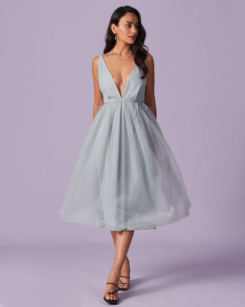 the-light-blue-deep-v-neck-mesh-midi-dress