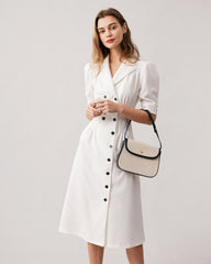 the-white-lapel-neck-pleated-shirt-dress