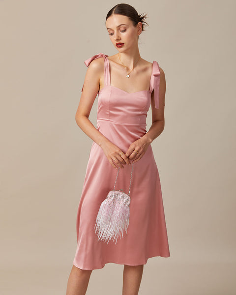 the-pink-tie-shoulder-shirred-satin-midi-dress