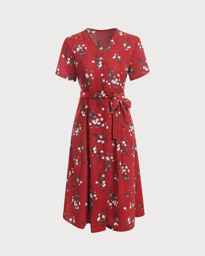 The Single-breasted Floral Midi Dress