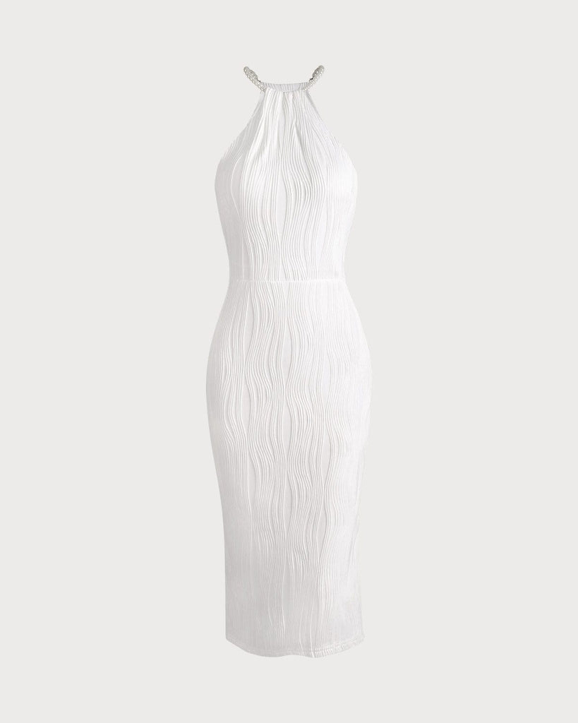 The Ripple Textured Halter Dress & Reviews - White - Dresses | RIHOAS