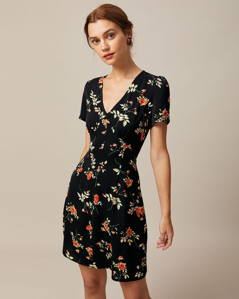 The Single-breasted Floral Midi Dress