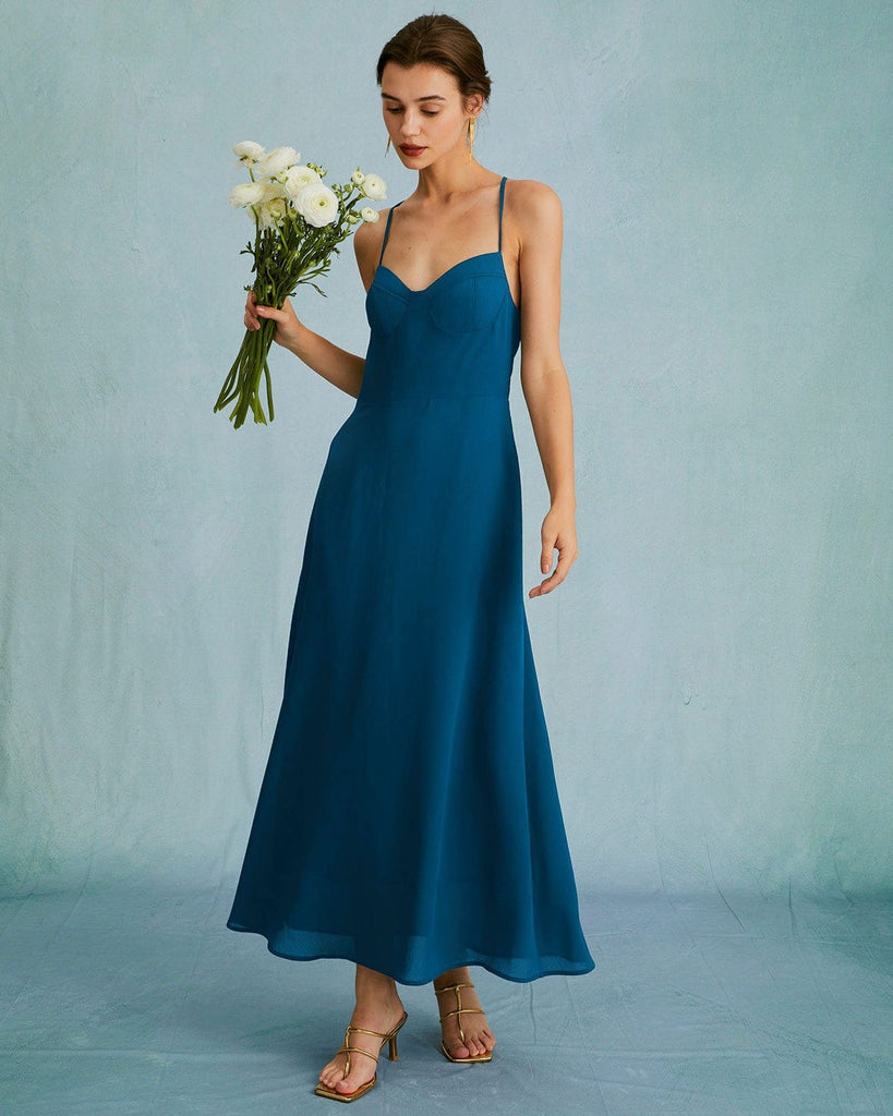 Blue Floral Ruched Maxi Dress  Yu Na Bi - Nevertheless - Fashion