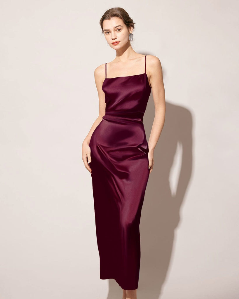 The Black Cowl Neck Sheath Satin Maxi Dress & Reviews - Black