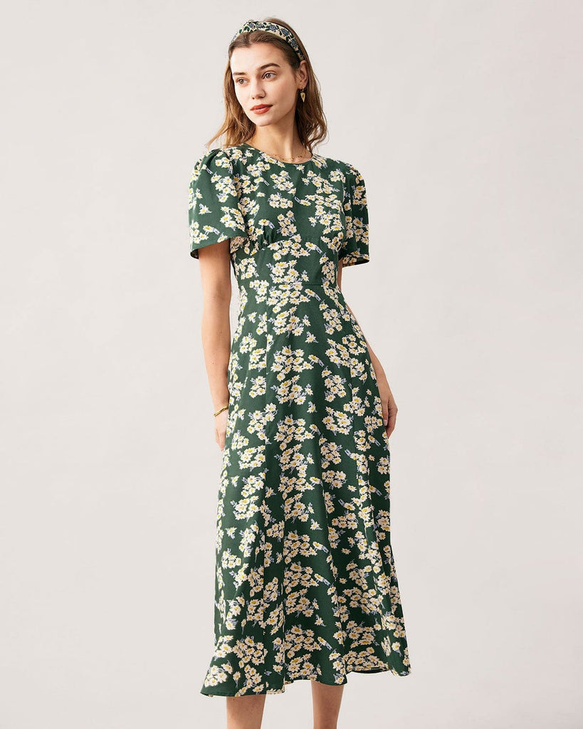 Earthy Green Puff Sleeve Maxi Dress – Al-Jamilah