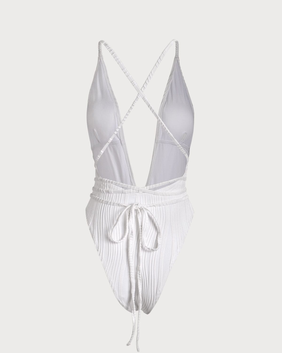 The White V Neck Criss-Cross One-Piece Swimsuit & Reviews - White - One ...