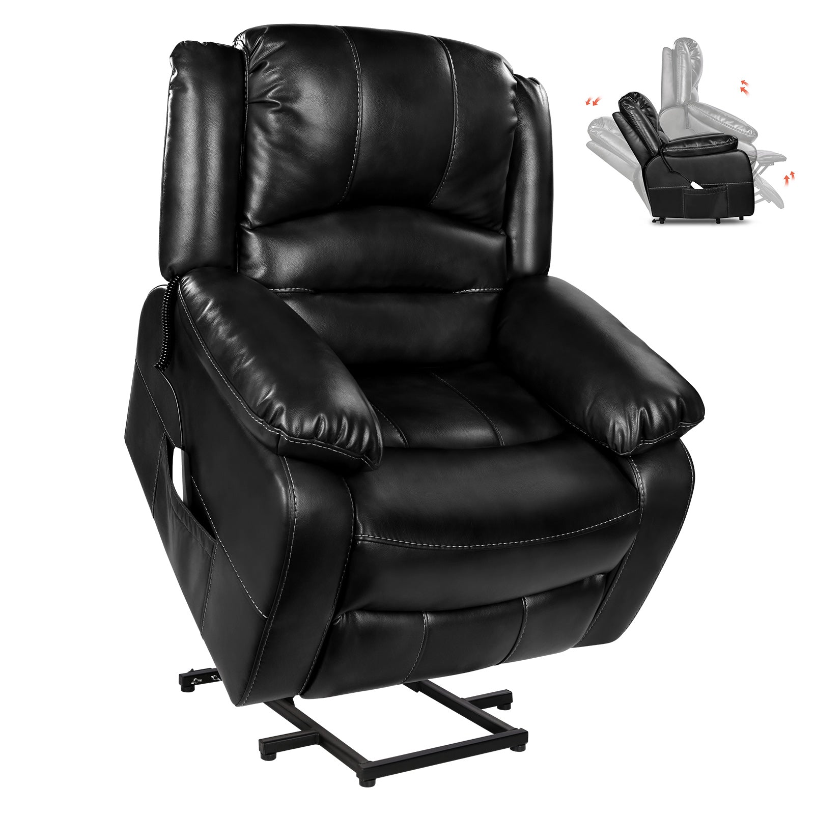 black vinyl recliner chair