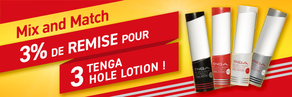 Mix and Match 3% de REMISE pour 3 TENGA HOLE LOTION !