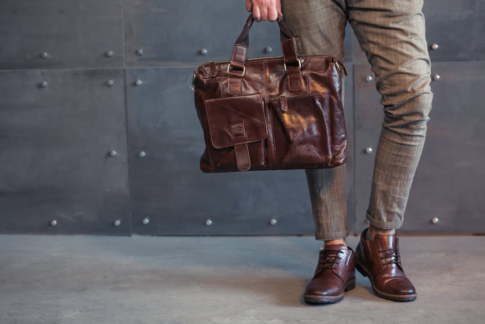 Men Holding Briefcase with Top Handle