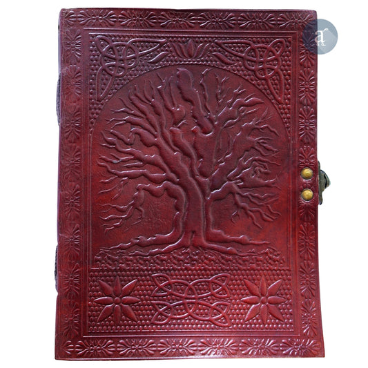 Leather Journal with Button Closure - Tree of Life