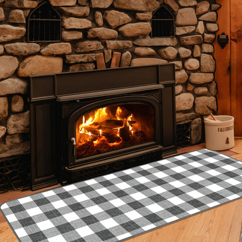Placing a lattice mat like this in front of the fireplace will be friendly to small animals