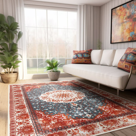 In the bright living room, there is a Matace area rug under the sofa Mirage.