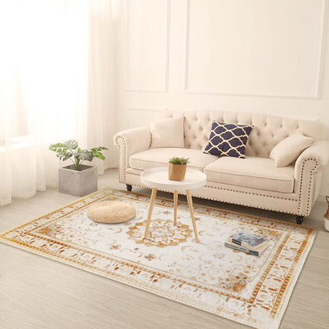 In a minimalist livingroom, Matace3x5 rugs.