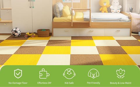 Matace Removable Square Carpet Tile No-Damage Floor Effortless DIY Kid Safe Pet Friendly Beauty & Low-Maint