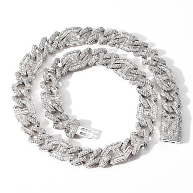 Miami Baguette Cuban Link Chain (Platinum white gold) – ICEEX