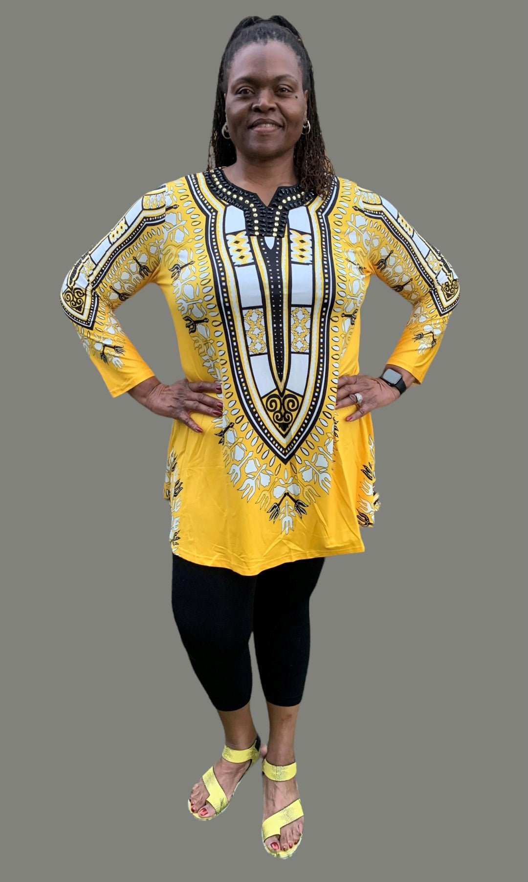 DASHIKI PRINT SHORT DRESS WITH BEAD WORK – Ancestry Fashions