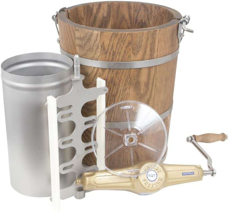 6 qt Country Ice Cream Maker - Classic Wooden Tub - Hand Crank