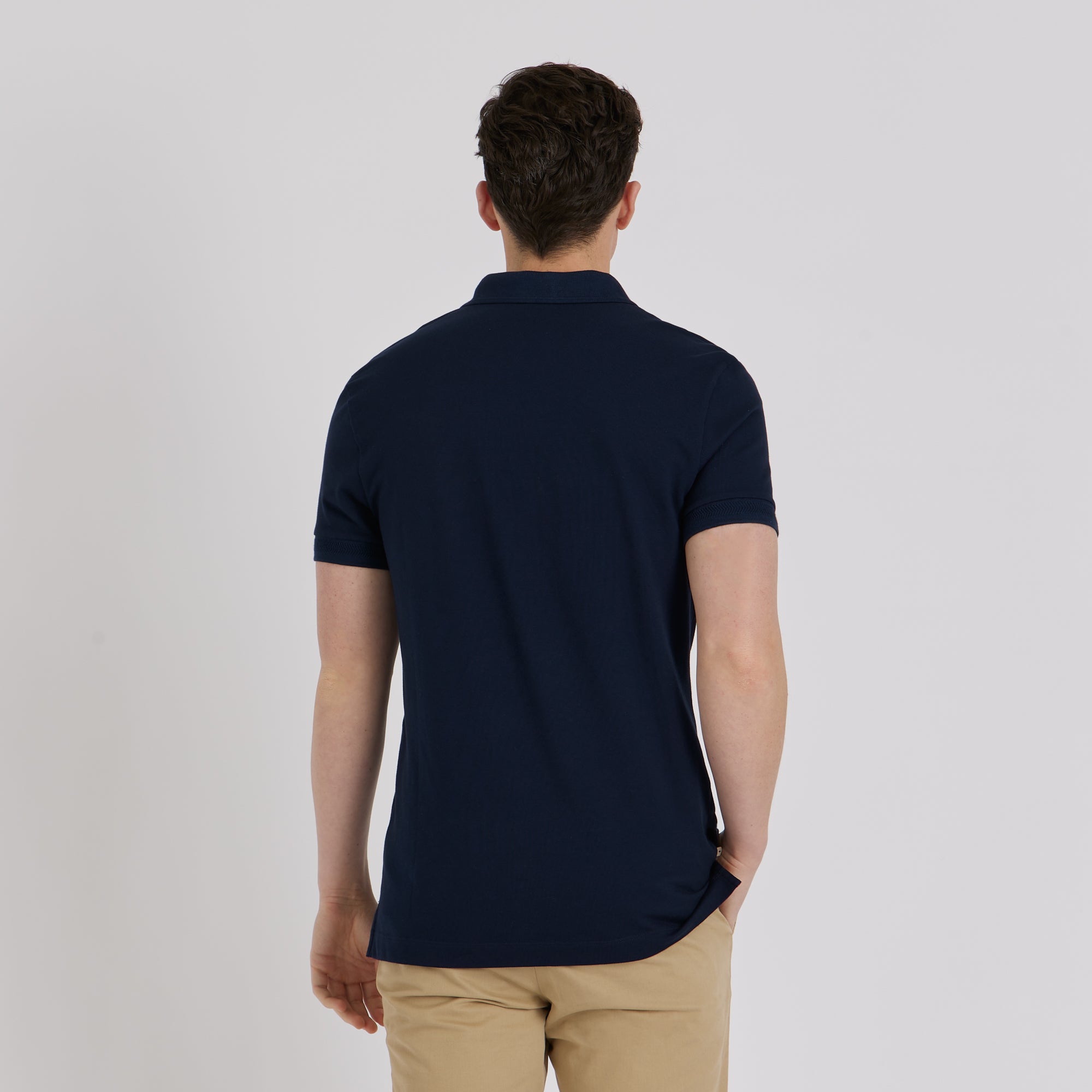 03 Pique Polo Navy Back