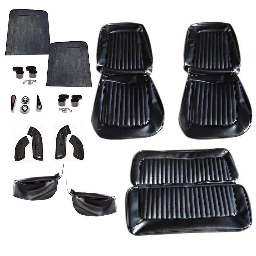 Seat Cover Kit - Deluxe, Front & Rear, Black Vinyl