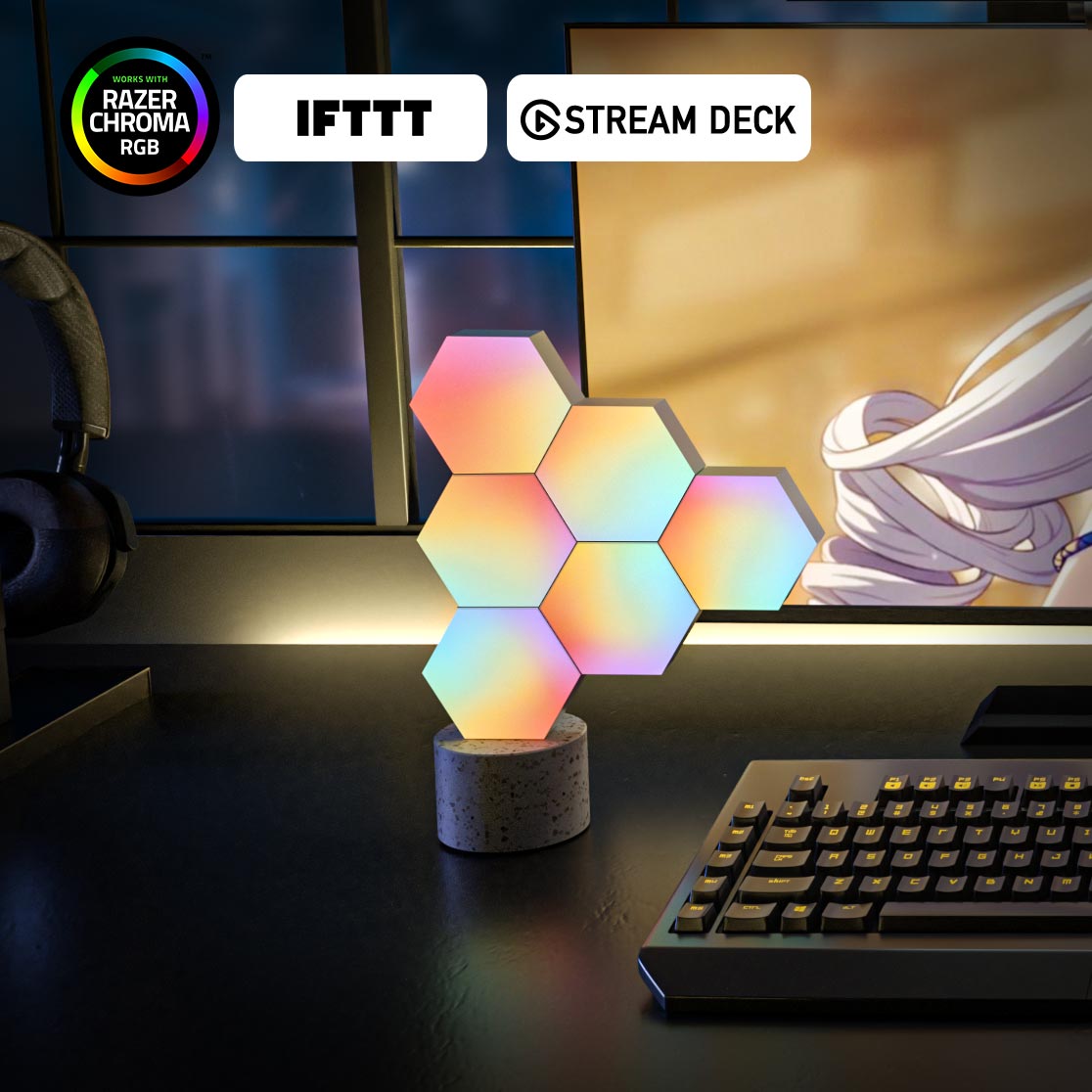 Cololight Pro rgb hexagon light panel works with Razer Chroma