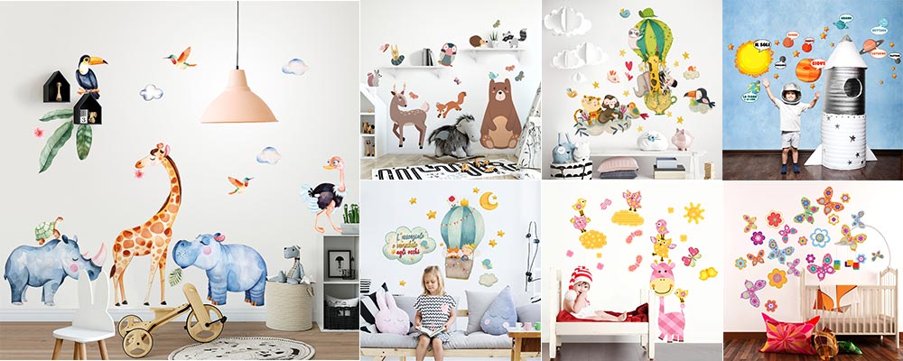 Adesivi murali bambini camerette stoffa riposizionabile - Il