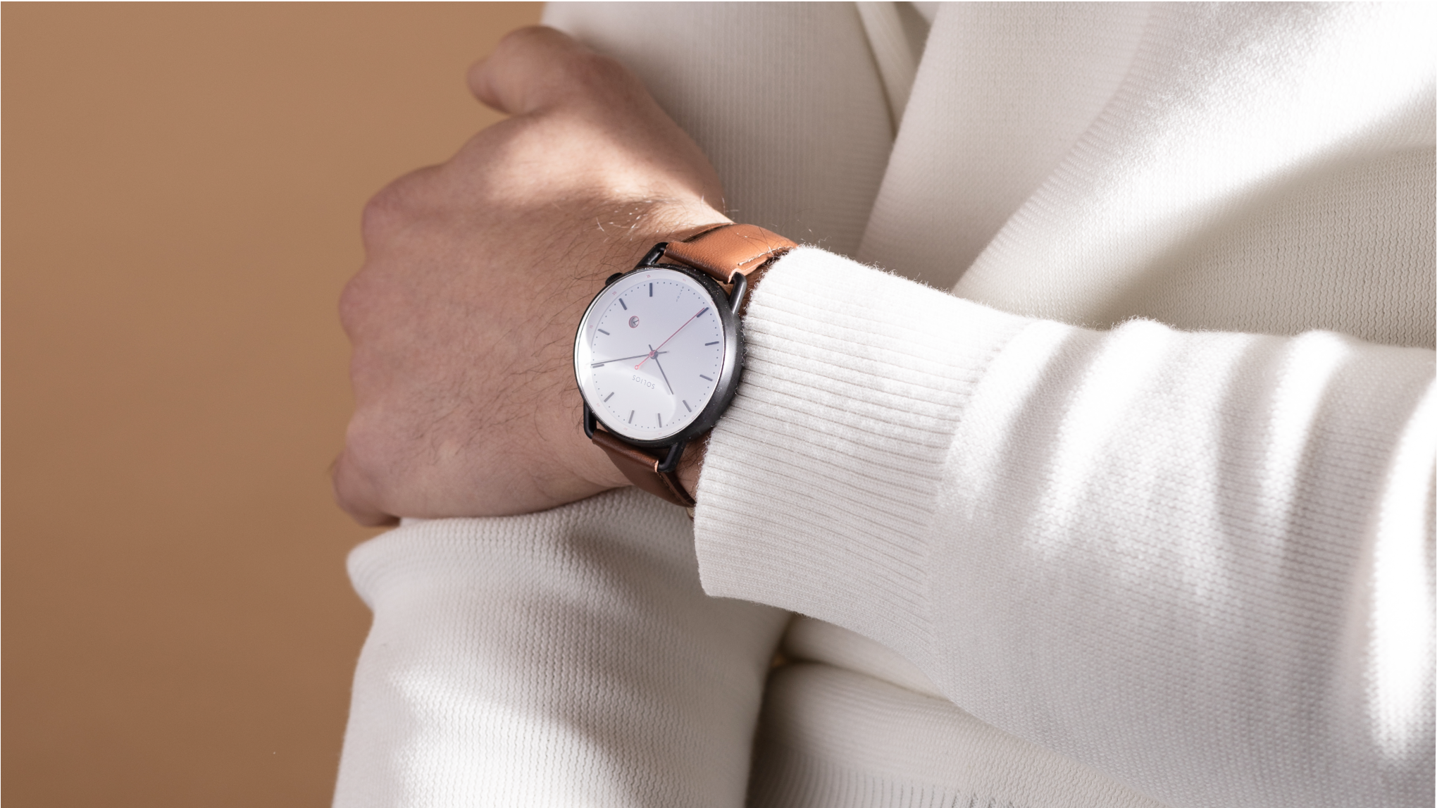 White solar watch with timeless design