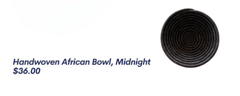 Handwoven African Seagrass Bowl, Midnight