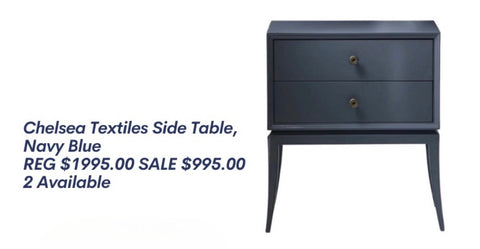 Chelsea Textile Mid Century Side Table Navy Blue