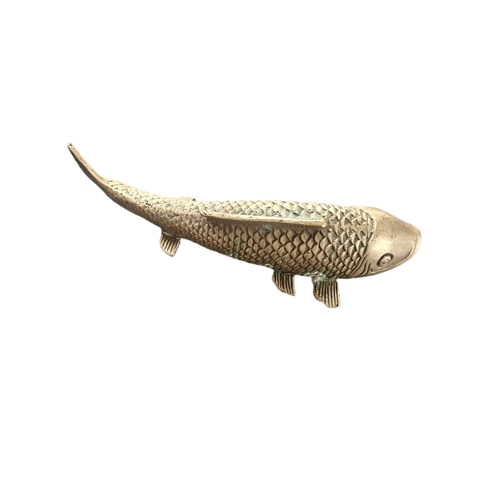 Small Koi Fish Sculpture, Silvered Verdigris Finish, Right Facing ...