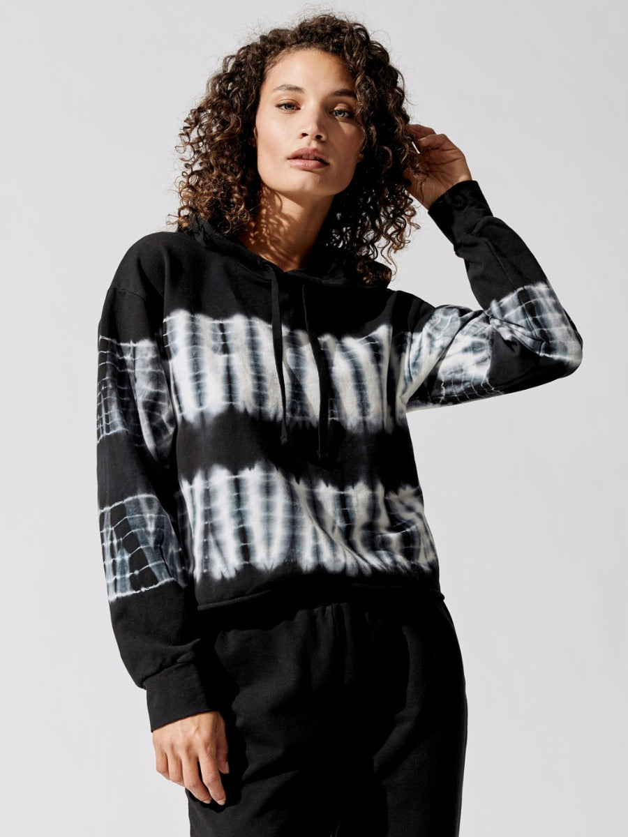 Carbon38 Tie Dye Cropped Hoodie In Indigo Tie Dye