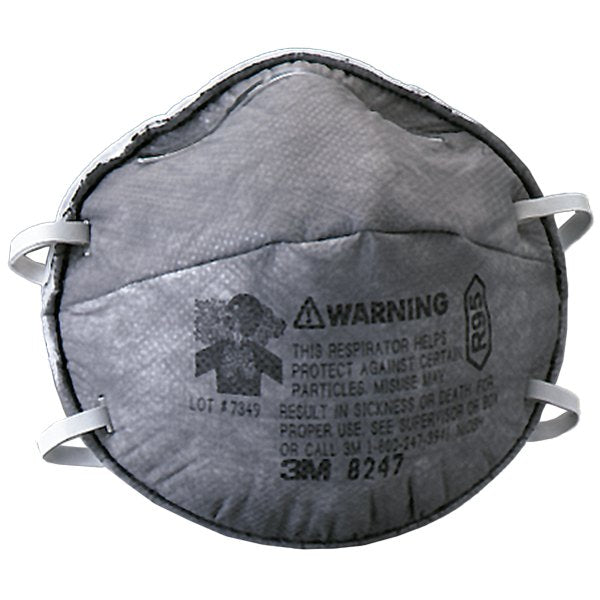 3M Particulate Respirator 8247 R95 With Nuisance Level Organic Vapor Relief Grey