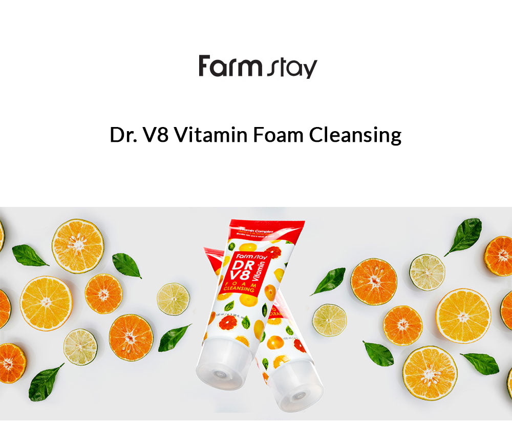 Farmstay Dr. V8 Vitamin Foam Cleansing B3 B5 E- Korea Korean Skincare Face Cleanser - Ushops