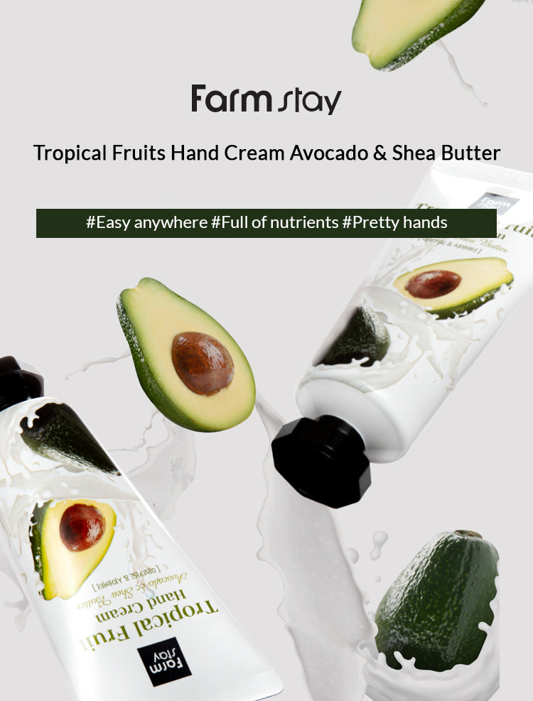 Farmstay Tropical Fruits Hand Cream Avocado & Shea Butter - Korean Korea Skincare - Ushops