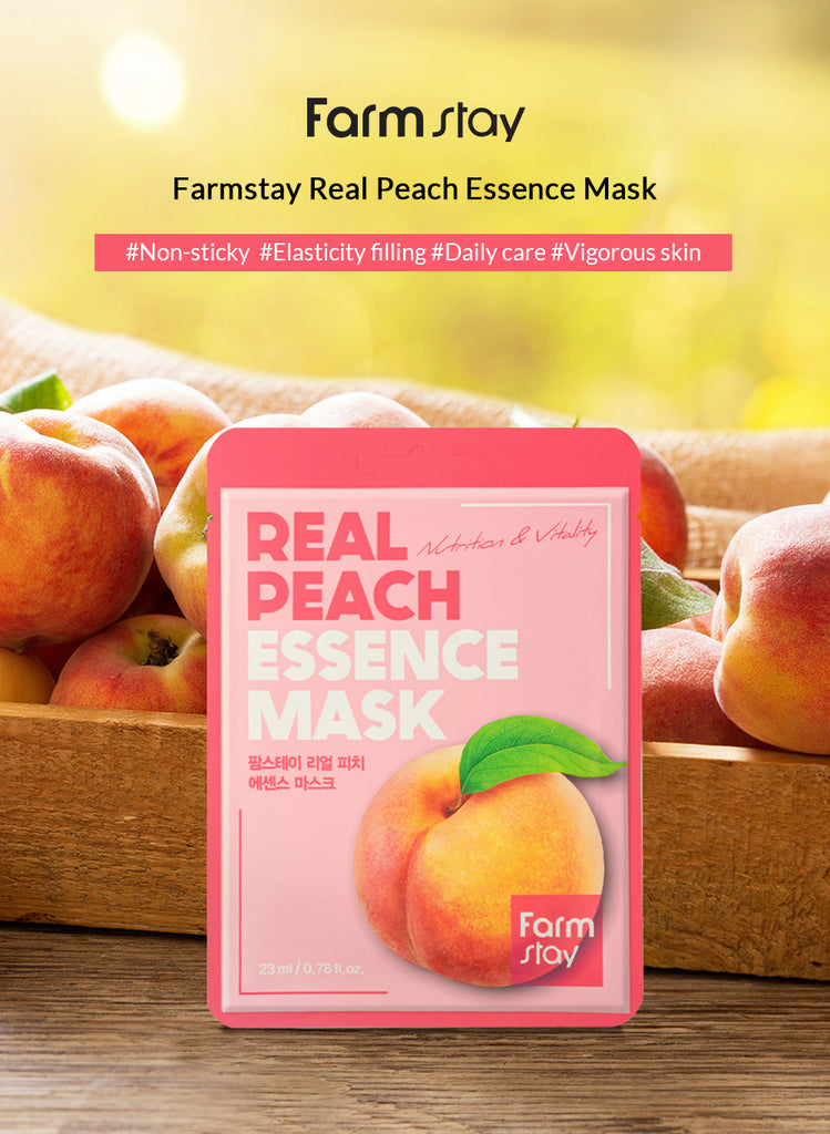 Farmstay Real Peach Essence Mask - Korea Korean Face Mask Sheet - Ushops