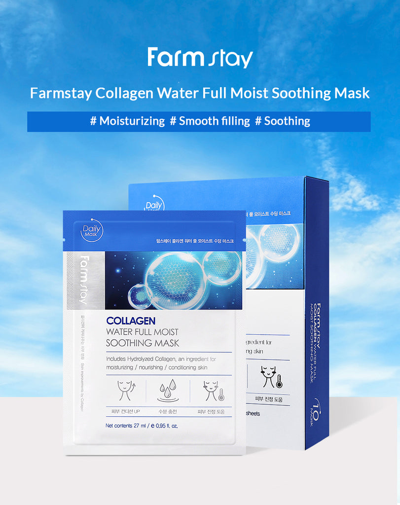 Farmstay Collagen Water Full Moist Soothing Mask - Korean Korea Skincare Mask Sheet - Ushops