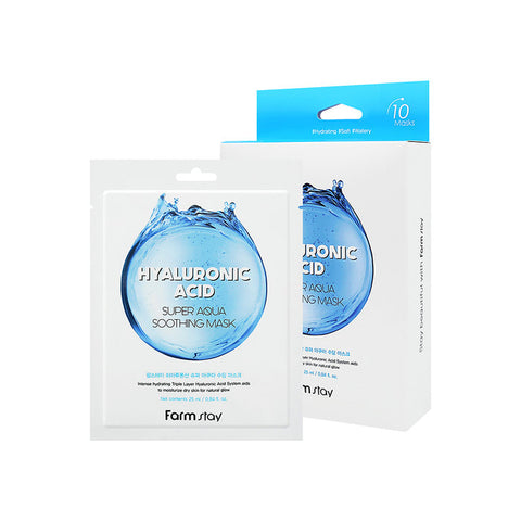 Farmstay Hyaluronic Acid Super Aqua Soothing Mask - Korean Korea Face Mask Sheet Care - Ushops