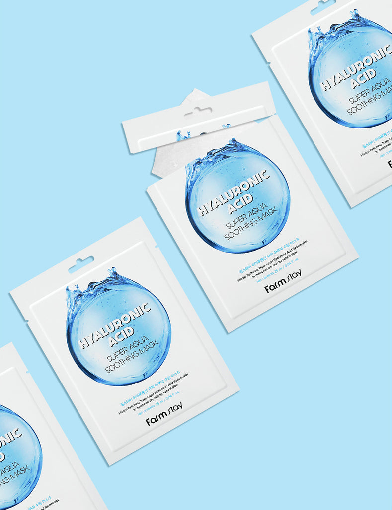 Farmstay Hyaluronic Acid Super Aqua Soothing Mask - Korean Korea Face Mask Sheet Care - Ushops