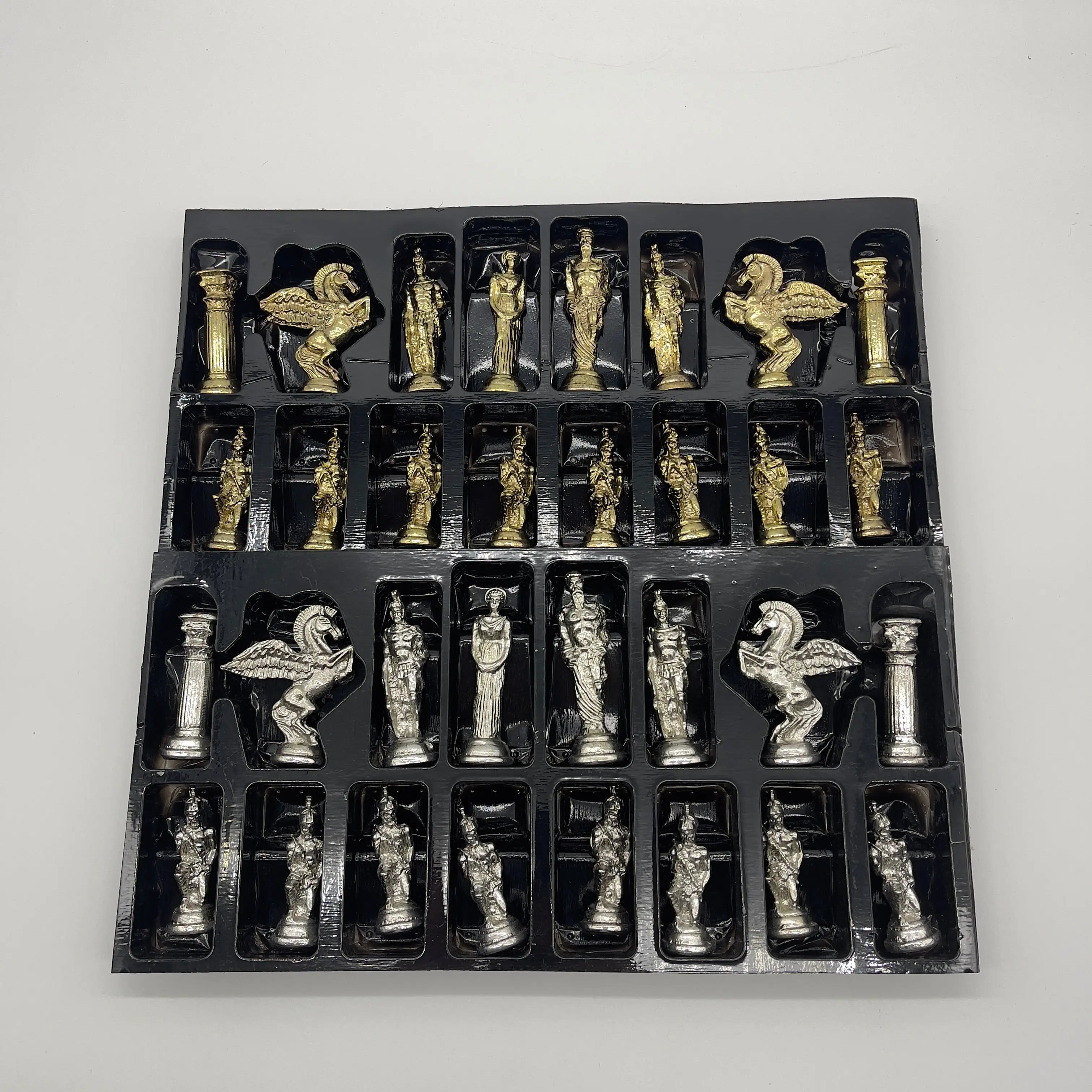 Handmade Gold-Silver Pegasus Theme Large Metal Chess Pieces
