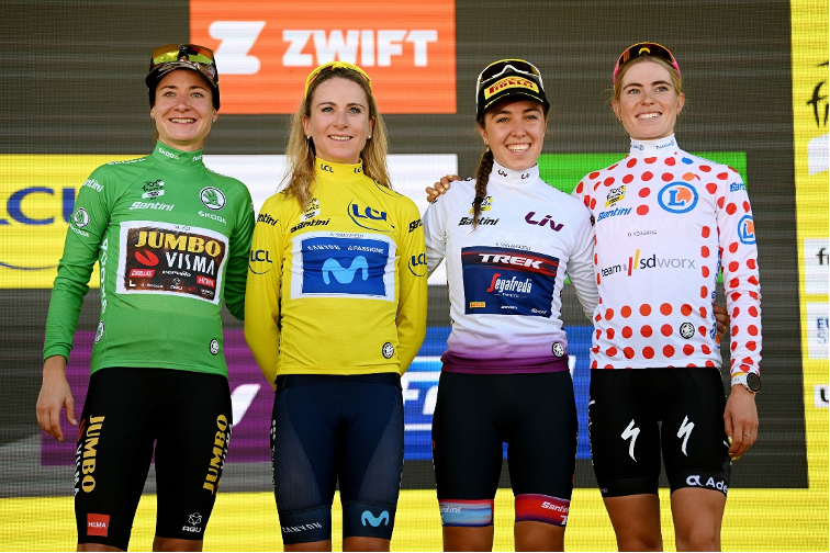 The jerseys of the 2023 Women's Tour de France